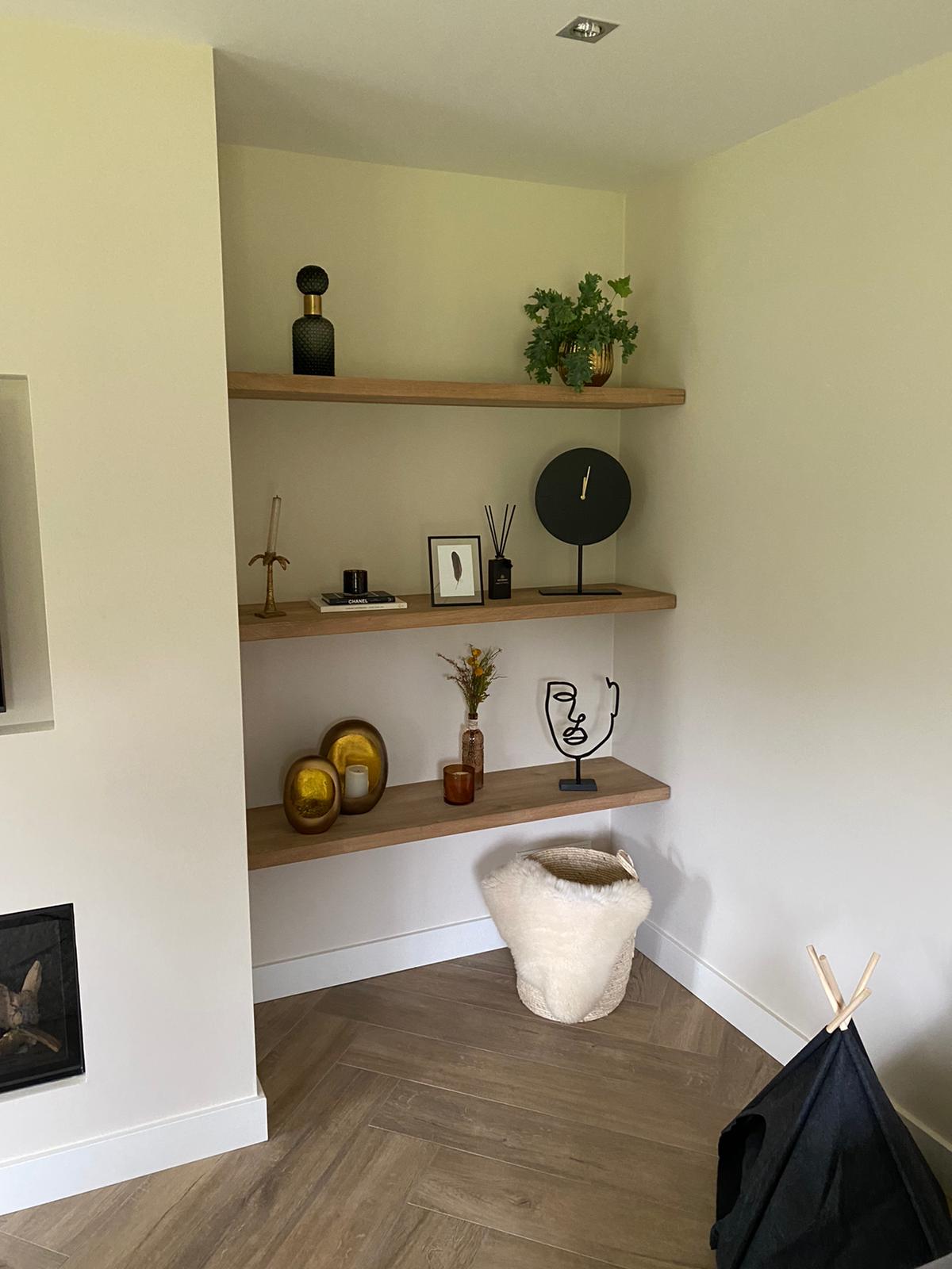 Eiken Wandplank Voor Nis Montage